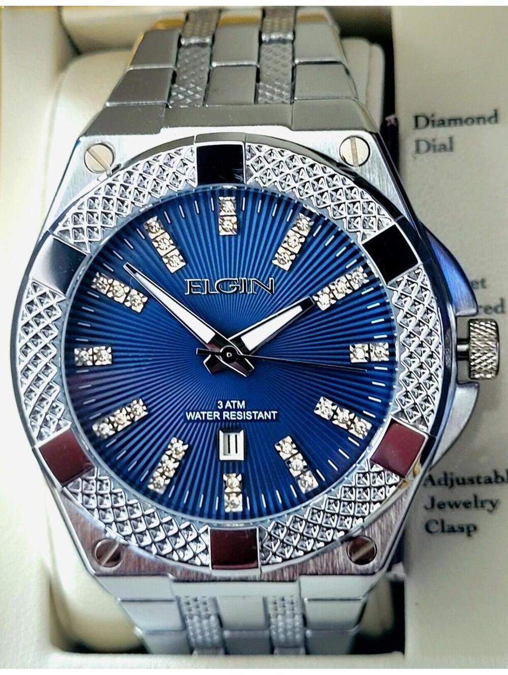 Rare Mens Paved Diamond Bezel Elgin Watch Authorized Dealer